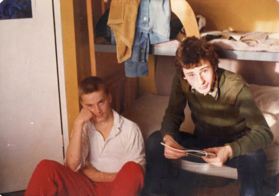 Al Gregg & Laurence Harris before The Clash gig 1978